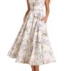 41o6xrH8pL.jpg Floral Corset Midi Dress Lace Up Cutout Flowy Summer Wedding Guest Dresses for Women Sundress with Pockets