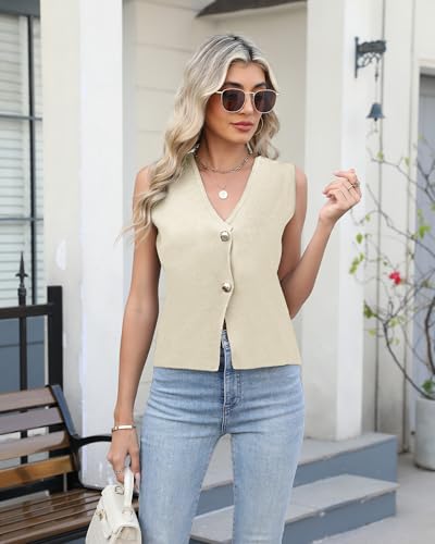 41o7KX4YzYL.jpg Sweater Vest Women Vest Tops Button Down Sleeveless Cute Vest 2025 Summer Spring Work Business Casual Outfits