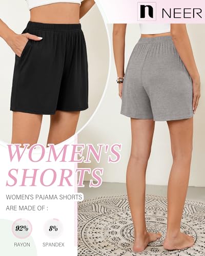 41oNXqmdSGL.jpg 3 Pack Women's Casual Shorts Lounge Soft Summer Ribbed Elastic High Waisted Shorts Pocket Workout Athletic SweatShorts