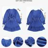 41ofrzislbL.jpg Womens Dresses Spring Summer Knot Front V Neck Ruffles Long Sleeve Floral Print Swing Mini Dress