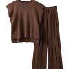 41p3LeLtz-L.jpg 2 Piece Outfits for Women Sweater Sets Knit Vest Tops Elastic Waisted Pants
