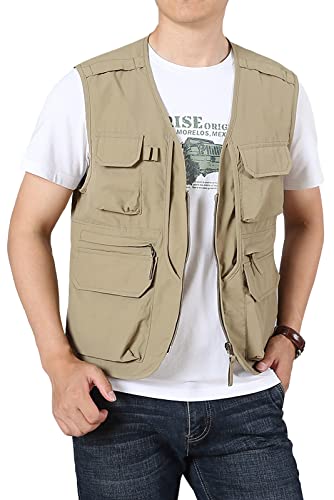 41pLPLIvYFL.jpg Men's Fishing Vest Lightweight Safari Travel Vest Utility Cargo Vest with Multi Pockets