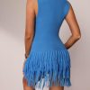 41pxCZN5OTL.jpg Women's Fringe Sleeveless Mini Dress Crew Neck Bodycon Knit Party Club Dresses