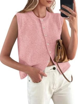 Fall Sweater Vest Women 2025 Casual Sleeveless Lightweight Button Down Knit Cardigans Shirts Ribbed Tank Tops