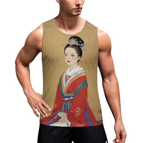 Asian Ladies Mens Tank Tops Summer Beach Tanktop, Sleeveless Gym Workout T-Shirt Breathable Fit Vests