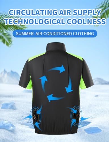 41rEAanwHfL.jpg Cooling Vest with Fans Men Women Breathable Short Sleeve Air Conditioned Jacket Stay Cool in Hot Weather