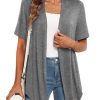 41rZhkFOe4L.jpg Lightweight Summer 3/4 Sleeve Cardigan for Women Trendy Casual Draped Tie Front Cardigans Fall Shrugs High Low Hem