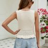Womens Summer Crop Tank Tops Cute Knit Sweater Vest Crochet Sleeveless Pullover Top