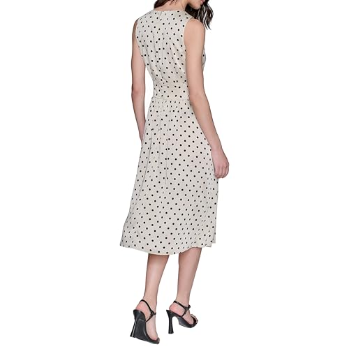 Women's Polka Dot Print Sleeveless Midi Dress
