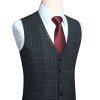 Men's Suit Vest Plaid Dress Vest for Men Slim Fit Formal Business Waistcoat Tuxedo V-Ncek Solid Vest for Wedding