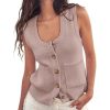 41uQfQ98B6L.jpg Womens Sweater Vest Summer Ribbed Tank Tops Sleeveless Button Down Shirts Scoop Neck Top for Women