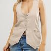 41ujCwIfyL.jpg Womens Scoop Neck Blazer Vest Summer Linen Sleeveless Fitted Waistcoat Work Casual Cotton Suit Tops