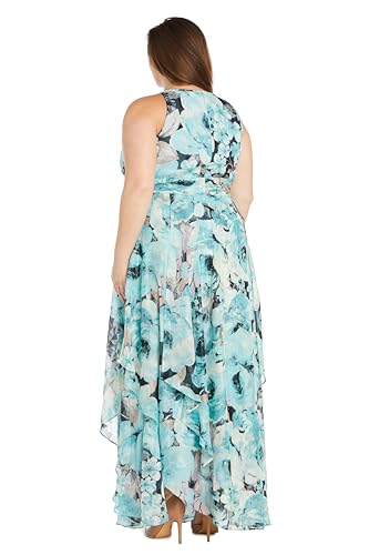 Long Printed Chiffon Halter Dress W/Hankie Hemline
