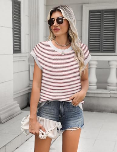 41uwGY2-PXL.jpg Women's Cap Sleeve Sweaters Vest Crew Neck Knit Sweater Tops 2025 Casual Summer Sleeveless T Shirt