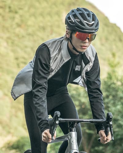 Cycling Vest for Men Women Windbreaker Breathable Bike Vest Sleeveless Lightweight with Back Pockets Silver
