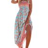41v4tRDFKsL.jpg Women's Maxi Dress Ditsy Floral Smocked Summer Sundress Sleeveless Ruffled Spaghetti Straps Long Beach Formal Dress