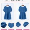 41vGM6LqK6L.jpg Womens Summer Crewneck Puff Sleeve Babydoll Elegant Empire Waist Mini Swing Skater Dresses with Pockets