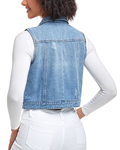 Women's Denim Vest, Sleeveless Jean Jacket (XS-XXL)