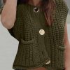 Women's Sleeveless Cropped Knit Cardigan 2025 Casual Button Down Crochet Sweater Vest Tops with Pockets