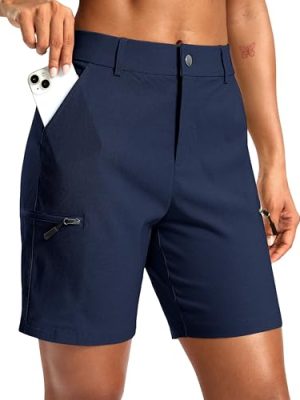 41xFqbQAmyL.jpg Women's 7" Hiking Cargo Shorts Quick Dry Lightweight Golf Outdoor Work Summer Travel Shorts with Pockets