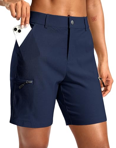 Women's 7" Hiking Cargo Shorts Quick Dry Lightweight Golf Outdoor Work Summer Travel Shorts with Pockets