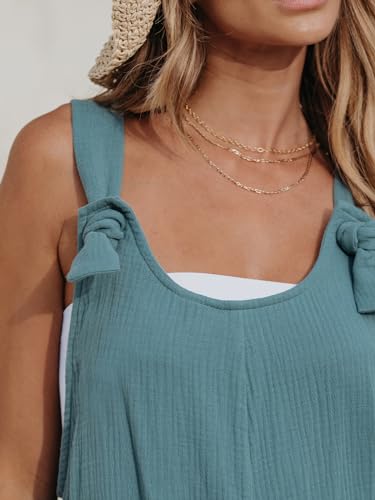 41xaXacb-L.jpg Women's Summer Sleeveless Overall Adjustable Loose Jumpsuit Beach Romper Travel Vacation Outfits with Pockets