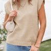 Womens Cap Sleeve Sweater Vest Summer Casual Sleeveless Knit Tank Tops Loose Fit Crew Neck Shirts Pullover