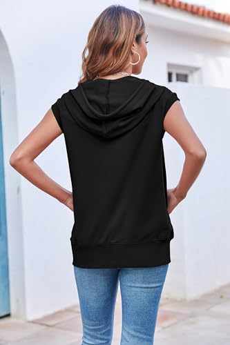 41xfP0YJEwL.jpg Women's Sleeveless Zip Up Hoodies Casual Loose Fit Drawstring Sweatshirts Lightweight Jackets Vest with Pockets