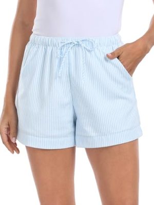 41xgohSAmOL.jpg Women's Linen Blend Drawstring Shorts High Waisted 4" Inseam Summer Shorts