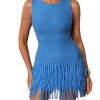 41xn8ShvtQL.jpg Women's Fringe Sleeveless Mini Dress Crew Neck Bodycon Knit Party Club Dresses