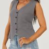 Womens Vest Dressy Casual V-Neck Button-Down Lined Suit Jacket Waistcoat Versatile Vests