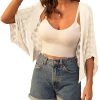 Womens Crochet Summer Cardigan Shrug 2025 Lightweight Open Front Hollow-out Batwing Cardigan Sweater Outwear
