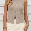Womens Button Down Ribbed Tank Tops Cropped Cute Y2k Vest Tops 2025 Summer Going Out Outfits