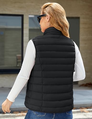 41yD0aoCyCL.jpg Women's Puffer Vest Lightweight Stand Collar Zip 4 Pockets Puffy Vests Sleeveless Quilted Padded Outerwear
