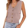 41ytY9o7-7L.jpg Womens Sweater Vest Summer Ribbed Tank Tops Sleeveless Button Down Shirts Scoop Neck Top for Women