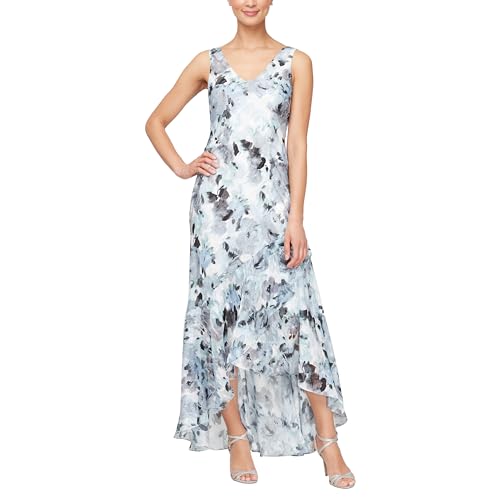 41zFMqNZwCL.jpg womens Sleeveless Printed Chiffon Midi Spring/Summer Mother of the Bride Dress With Jacket & High-low Hemline