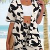 510GEI6GXuL.jpg Women's 2 Piece Outfits Kimono Style Tropical Print Cover Ups Half Sleeve Blouse Shorts Set Summer Beachwear ??S-XL??