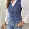 510OGkJ47RL.jpg Women's Denim Vest Sleeveless V Neck Zimbaplatinum Jean Vest Top Button Down Crop Waistcoat Vest Summer Outfit