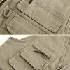 Mens Safari Travel Photo Vest Outdoor Fishing Multi Pocket Jacket Beige