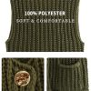 Women's Sleeveless Cropped Knit Cardigan 2025 Casual Button Down Crochet Sweater Vest Tops with Pockets