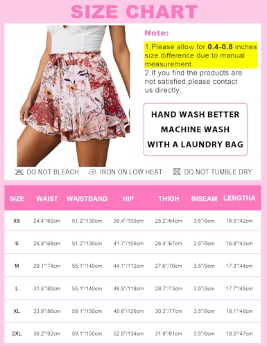 5161xYNUZL.jpg Flowy Shorts for Women Casual Cute Floral Skorts Chiffon Ruffle Tennis Mini Skirts Butterfly Summer Boho Shorts