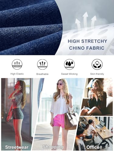 Women's Stretchy Jean Shorts Mid Waisted Twill Shorts Stretch Junior Booty Denim Shorts with Pockets Club Night