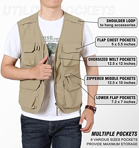 516x42IPdtL.jpg Men's Fishing Vest Lightweight Safari Travel Vest Utility Cargo Vest with Multi Pockets