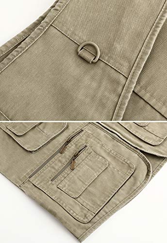 Mens Safari Travel Photo Vest Outdoor Fishing Multi Pocket Jacket Beige