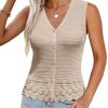 519fpfKKhRL.jpg Womens Spring Summer Sweater Vest 2025 Casual Knit Sleeveless V Neck Button Down Crochet Crop Tank Tops