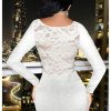 Women's Lace Sheer Bodycon Mini Dresses Long Sleeve Sexy Club Night Out Party Dress