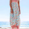 51AgjvPn1L.jpg Women's Maxi Dress Ditsy Floral Smocked Summer Sundress Sleeveless Ruffled Spaghetti Straps Long Beach Formal Dress