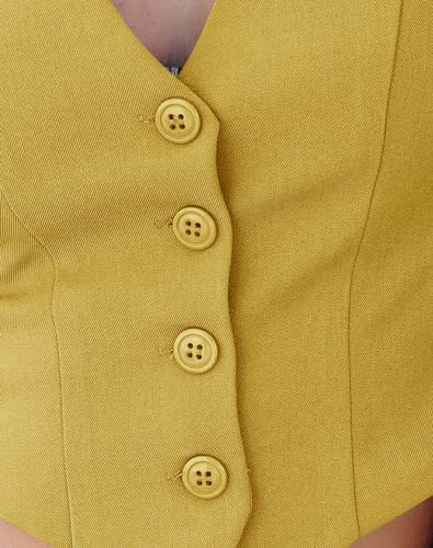 51Ah1Tl4XwL.jpg Women's Business Button Up Sleeveless Vests Fully Lined V Neck Regular Fitted Jacket Waistcoat