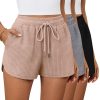 51DLXFANVoL.jpg 3 Pack Women's Waffle Knit Shorts Cotton Drawstring Lounge Summer Comfy Casual Shorts with Pockets