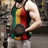 Men's Rasta String Vest 100% Cotton Mesh Marina Caribbean Jamaican Tank Top See-Through Gym Beach Shirt